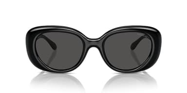 COACH Women's HC8391U Sculpted C Hardware Universal Fit Oval Sunglasses, Black/Grey Solid, 53 mm
