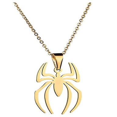 tenghong2021 Spider Pendant Necklace Stainless Steel Lightweight Spiderman Charm Jewelry for Women -Golden