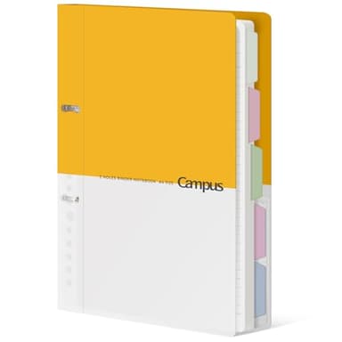 KOKUYO 5 Subject Spiral Notebook Journal, Campus 110 Sheets A4 Refillable Notebook with Dividers Tabs, College Ruled Binder Notebook for Work School Note taking, Yellow, Japan Import