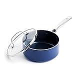 Blue Diamond Cookware 2QT Saucepan Pot with Lid, Diamond Infused Ceramic Nonstick, PFAS and PFOA-Free, Dishwasher Safe, Oven Safe, Durable, Versatile, Easy Clean, Even Heating, Blue