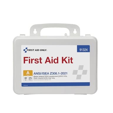 First Aid Only 91324 ANSI A 2021 and OSHA Compliant First Aid Kit, 25-Person Emergency First Aid Kit for Business, Home, Car, and Worksites, 94 Pieces