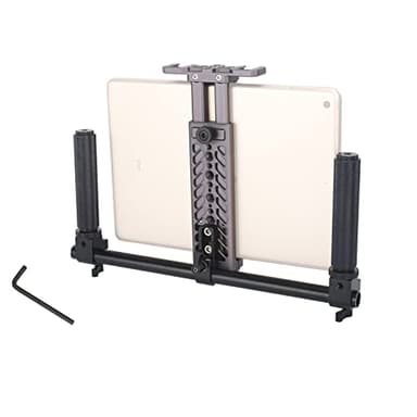 NICEYRIG Tablet Tripod Mount Handheld Video Holder Kit for iPad mini 7.9/ Air 10.5 10.9/ Pro 11 12.9, Galaxy Tab S8/S7/S6 with 15mm Rod Handle Set, 12’’ 15mm Rod and Rail Block [Aluminum Alloy] - 511
