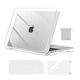 MOSISO Compatible with MacBook Air 13 inch Case 2025 2024 2023 2022 M3 A3113 M2 A2681, Plastic Hard Case&Keyboard Cover&Screen Film&Pouch Compatible with MacBook Air 13.6 inch Case, Crystal Clear