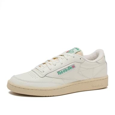 Reebok Club C Vintage Tennis Sneakers for Men, Casual White Mens Shoes, Size 7 to 15, Top-Chalk/Paperwhite/Glen Green, 9.5