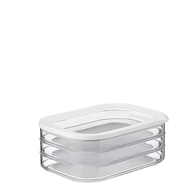 Mepal Modula Rounded Stackable Food Storage Box | 3 Compartments with 1 Universal Transparent Framed Lid | Ideal for Cold Cuts, Cheese, and More | BPA-Free, Nordic White (17oz/500ml)