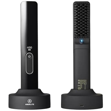 Aberlite Go 2 - Cordless Beard & Hair Straightener - Pain-Free Anti-Scald Comb Tooth - Advanced Ionic Conditioning - Wireless Straightener Heated Brush Comb- for All Beard Types