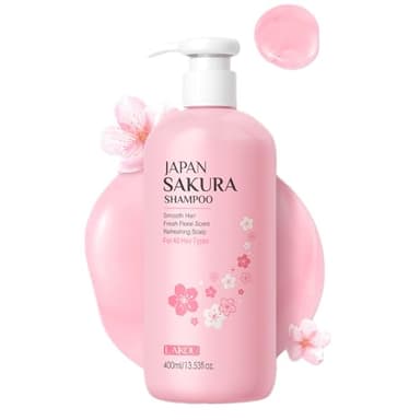 Sakura Shampoo, 14oz Clarifying, Hydrating and Thickening Hair Care, Repairs, Shine, Strengthens Volumizing Japanese Cherry Blossoms Vegan Shampoo for Dry Damaged Hair Care & Scalp Exfoliation, Pink