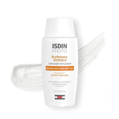 ISDIN Eryfotona Actinica Zinc Oxide sunscreen with 100% mineral UV filter Broad Spectrum SPF 50, No White Cast, Suitable for Sensitive Skin, 3.4 Fl Oz