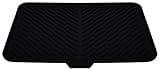 Luxet Silicone Dish Drying Mat with Built-in Drain Lip - Hygienic Drying Pad - Sturdy Compact Easy to Clean Tray Protects Surfaces Prevents Water Build Up - 23 X 17 (Black)
