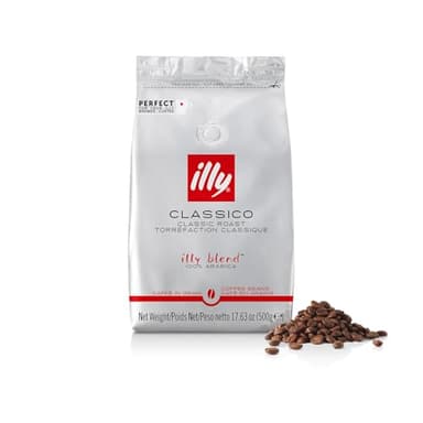 illy Whole Bean Coffee - Perfectly Roasted Beans – Classico Medium Roast - with Notes of Caramel, Orange Blossom & Jasmine - 100% Arabica - No Preservatives – 17.6 Ounce