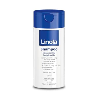 Linola Shampoo - Shampoo for Scalps that are Dry, Sensitive or Prone to Neurodermatitis - with Essential Linoleic Acids - Silicone, Fragrance & Preservative Free - Made in Germany - 200 ml (6.8 Fl Oz)