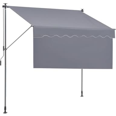 VEVOR Manual Retractable Awning, 78" Outdoor Retractable Patio Awning Sunshade Shelter, Adjustable Patio Door Window Awning Canopy with 39" Sun Shade Curtain for Backyard, Garden, Balcony, Dark Gray