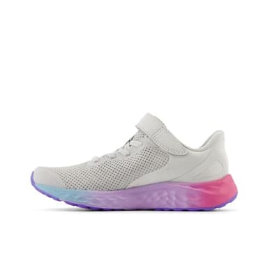 New Balance Kid's Fresh Foam Arishi V4 Bungee Lace with Top Strap Running Shoe, Grey Matter/Mid Century Pink/Lilac Glo, 8 M Toddler