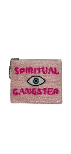 Gigi&Jen Spiritual Ganster Beaded Coin Purse Pink, Small Wallets for Women, Embroidered Zipper Pouch, Birthday Gifts, Cute Pouch Purse,Keyring