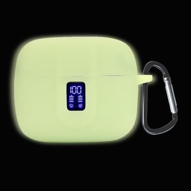 smaate Silicon Case Cover Compatible with TAGRY X08 and ZIUTY A1 Wireless Earbuds, Protective Case with keychain, with Window for LED Display, Luminescent Yellow