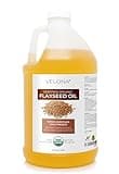 velona USDA Certified Organic Flaxseed Oil - 64 oz | 100% Pure and Natural Carrier Oil | Unrefined, Cold Pressed