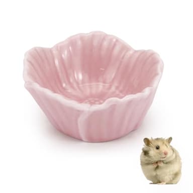 LuckyOpt Small Ceramic Pet Hamster Bowl, Easy to Clean Anti Flipping Hamsters Food and Water Bowl, Small Animal Bowls for Dwarf Hamster, Parrots (Pink, s)