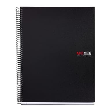 Miquelrius 8.25 x 11.75 A4 Wirebound Notebook, 6-Subject, Graph Paper, Black (2824)