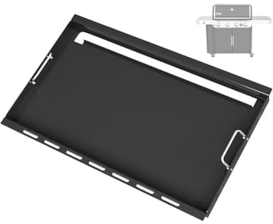 Full Size Griddle Insert for Weber Genesis II 400 Series Gas Grills, 6789 Flat Top Grill Griddle with Handles for Weber GS4 Genesis II E410 Genesis II LX 440 Series Gas Grill, Carbon steel, Black