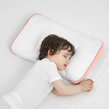 RESTIRY Toddler Pillow 2-6 Year Old,PP Cotton Kids Pillow for Sleeping,Partially Filled PE Hose,Supports Cervical Vertebrae,Kids Pillow for Side Sleeper, Sleeping on The Back, Traveling (Pink)