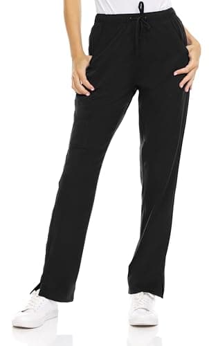MediChic Women's 6-Pocket Scrub Pants – Cargo Straight Leg, 4-Way Stretch, Anti-Wrinkle, Flex Fabric Black