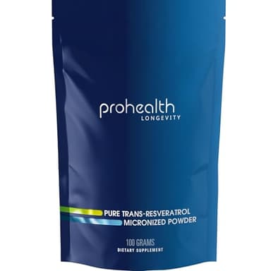 ProHealth Longevity Bulk Trans Resveratrol Powder 100 Grams - Pure Pharmaceutical Grade, 1000 mg per Scoop, Superior Absorption and Bioavailability