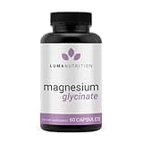 Luma Nutrition Magnesium Glycinate 1000mg - Support Stress, Sleep, Nerve & Muscle Health - 500mg Pure Magnesium Supplement Capsules - Chelated for High Absorption - 60 Veggie Capsules
