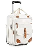 BAGSMART Carry on Luggage with Wheels, 16-inch Underseat Travel Suitcase Airline approved, Lightweight Softside Carry-on Luggage for Airplanes Women Overnight Rolling Bags for Short Trip, Light Beige