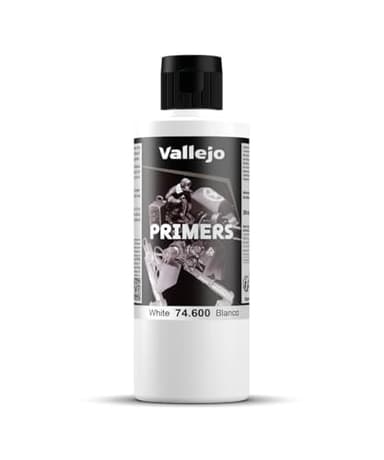 Vallejo - Surface Primer Color | White Acrylic Primer 200 ml (6.76 fl.oz.) | Matte Finish and Fast Drying | Perfect for Airbrushing and Great Adhesion to Figurines and Scale Models
