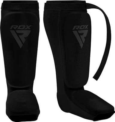 RDX Shin Guards Kickboxing Muay Thai, SATRA Approved, MMA Leg Instep Protection Pads, Sparring Training Martial Arts Boxing, Elasticated Padded Protector, Karate BJJ Taekwondo Gear, Men Women