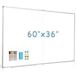 DOLLAR BOSS Large White Board 60 x 36 Inch Foldable Magnetic Whiteboard for Wall, Portable Double Sided Dry Erase Board, Aluminum Frame Message Board for School, Office, Classroom with Eraser, Markers