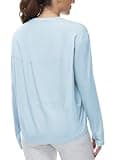 THE GYM PEOPLE Women's Long Sleeve Workout Shirts Back Loose Fit Running Tee Tops with Thumb Hole Light Blue