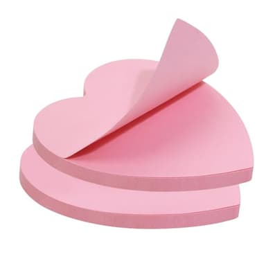 Mini Skater 2 Pack Kraft Paper Sticky Notes Heart Shaped Self-Stick Blank Book Tabs Paper Markers Sticky Notes Pad 100 Sheets Index Sticker (Pink)