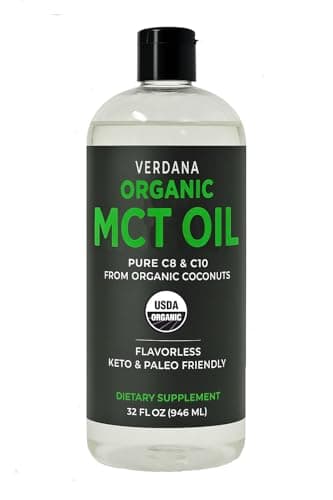 Verdana Organic MCT Oil, 32 fl oz – Pure C8 & C10 from Organic Coconuts, Unflavored MCT Oil for Coffee, Keto Friendly, No Palm Oil, Dietary Supplement