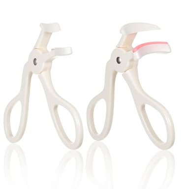 LXUEJIE 2 Style Eyelash Curlers, Plastic Eyelash Curler, Premium Cute Small Eye Lash Curler for No Pinching or Pulling Lash, Professional Makeup Tool for Eyelashes for Long Lasting (White)