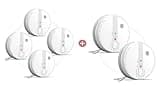 6 Packs Hardwired Interconnected Smoke Detectors, Smoke Alarm with Replaceable 9V Battery, Interconnects Up to 12 Fire Alarms Smoke Detectors, Photoelectric Fire Alarm with Test/Silence Button