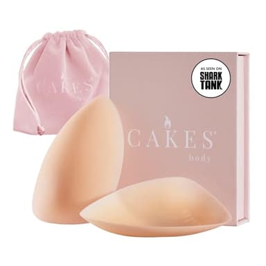 CAKES Body® grippy (Non-Adhesive) Triangle Nipple Covers for Women - Silicone Nipple Covers with Travel Pouch - Triangle Design for Deep V-Necks, Swimwear, and Sports Bras - Honey, OG Size (A-DD)