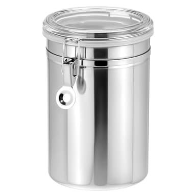 QWORK 62oz Stainless Steel Airtight Canister, Kitchen Storage Canister for Flour Coffee Beans, 5" x 7.5"