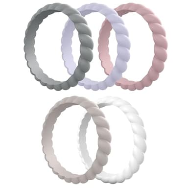 Egnaro Women's Bridal Rings Sets, Thin and Stackable Rubber Rings Women Wedding Bands - 2.5mm Width - 1.8mm Thick