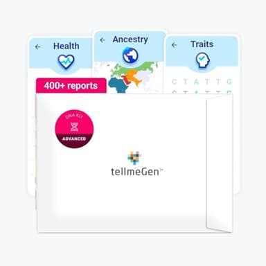 tellmeGen Advanced DNA Test Kit, Genetic Analysis on Health Predispositions, Ancestry, Traits, Nutrition and Fitness, Relative Connect and Lifetime Updates Included, 420+ Reports