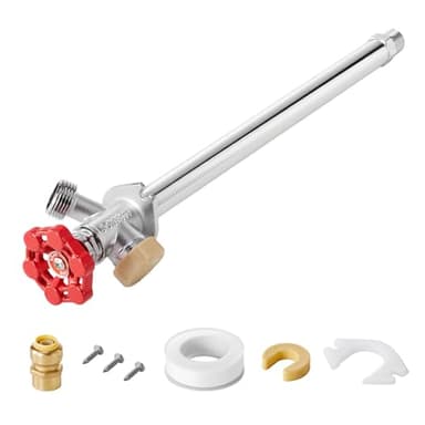 VEVOR Anti-Siphon Frost-Proof Sillcock, 12" Freeze Proof Outdoor Faucet Bib with Backflow Preventer, 1/2" Push-to-Fit Connector X 3/4" Hose Bibb, No Lead Frost-Free Spigot for PEX Copper CPVC Pipes