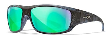 Wiley X WX Omega Captivate Polarized Sunglasses, ANSI Z87 Safety Glasses for Men and Women, UV Eye Protection for Shooting, Fishing, Biking Kryptek Neptune Frames, Green Mirror Tinted Lenses