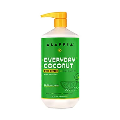 Alaffia EveryDay Coconut Hydrating Body Lotion, Normal to Dry Skin, Moisturizing Support for Soft & Supple Skin, Coconut Lime, 32 Fl Oz