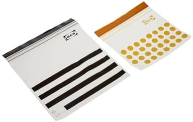 ISTAD Plastic Bag, black and yellow, Pack of 60, Comprises: 30 bags (0.4 l) and 30 bags (1 l), Can be used over and over again since it can be re-sealed.