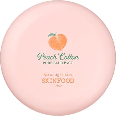 SKINFOOD Peach Cotton Pore Blur Pact - Sebum Control Pack with Silky Texture - Long Lasting Makeup Fixing - Pore Primer with Mineral Powder for Oily Skin - Stocking Stuffers - Pore Quick Minimizer