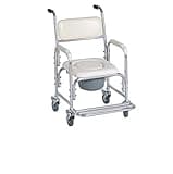 HEALTHLINE Shower Bedside Commode Chair Padded Seat With Wheels by Healthline, Medical Commode Toilet Rolling Shower Chair With Casters (4 Wheels Brakes), Commode Padded Backrest and Seat
