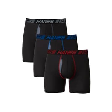 Hanes Mens Total Support Pouch Pack, X-temp Cooling, Anti-chafing, Moisture-wicking Underwear, Trunks Available Boxer Briefs, Regular Leg - Black, X-Large US