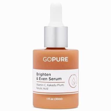 goPure Actives Vitamin C Serum - Brightening Serum with Vitamin C and Ferulic Acid, Face Moisturizing and Anti-Aging Benefits, Improves Skin Discoloration and Visibly Reduces Dark Spots - 1 fl oz