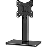 Rfiver Universal Swivel Tabletop TV Stand for Flat Screens 23 24 26 32 39 40 42 43 Inch, Heavy Duty Center Pedestal Stand Replacement with Black Tempered Glass Base and Height Adjustable Mount