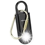 130dB Personal Safety Alarm Strobe Light. Loud Sound Keychain Siren with Carabiner for Women, School Children, Night Runners, Hiking. Bear Alarm Deterrent. SOS Emergency Self Defense Alerts. Black
